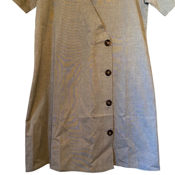 The Royal Standard Dorado Button Gray Wrap Dress - Picture 7 of 13